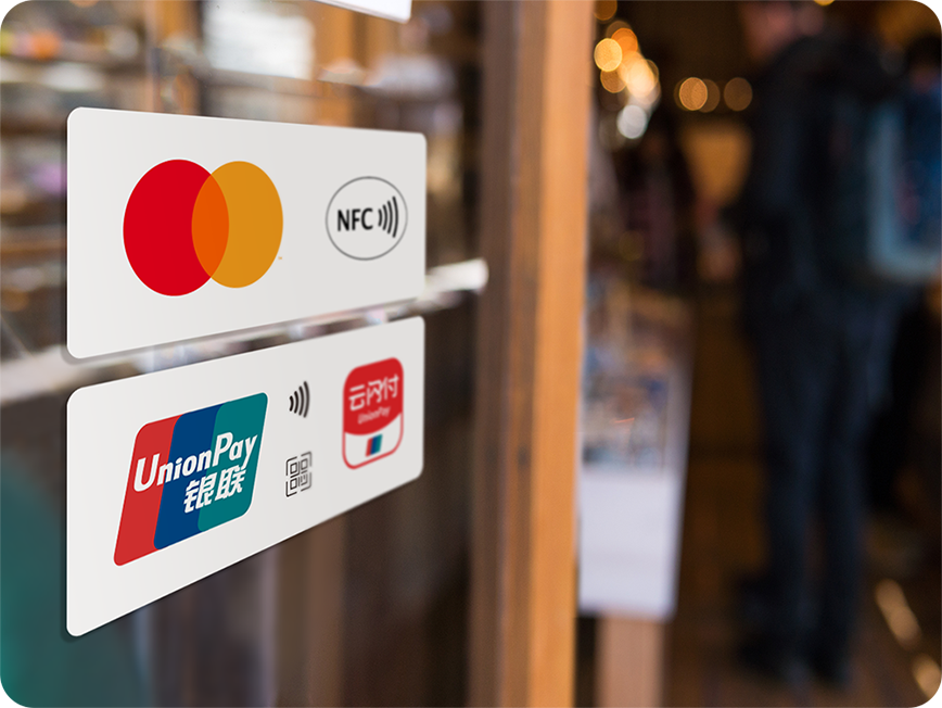 Tap & Go supports merchants that accept Mastercard® and UnionPay